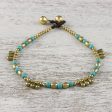 Musical Wanderer Calcite and Brass Beaded Anklet from Thailand Online Sale