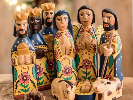 Worship Nativity Scene Wood Sculptures (10 Pieces) Hot on Sale