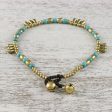 Musical Wanderer Calcite and Brass Beaded Anklet from Thailand Online Sale