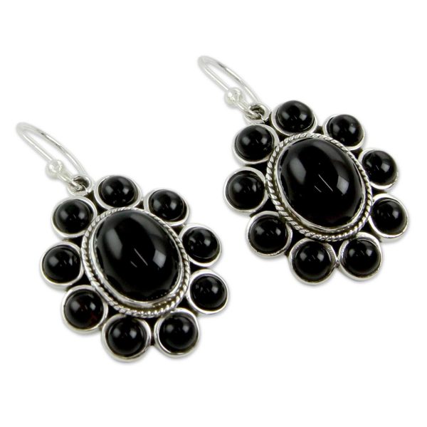 Night Drama Onyx & Silver Dangle Earrings Supply