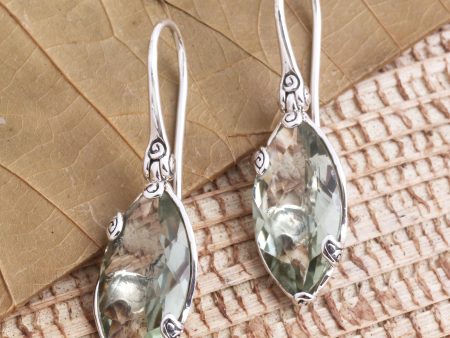 Nepenthes in Green Checkerboard Faceted Prasiolite Drop Earrings Supply