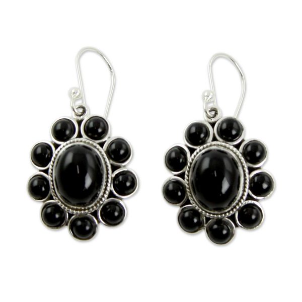 Night Drama Onyx & Silver Dangle Earrings Supply