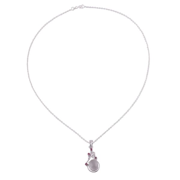 Moonlight Divinity Ruby Moonstone Sterling Silver Necklace Online