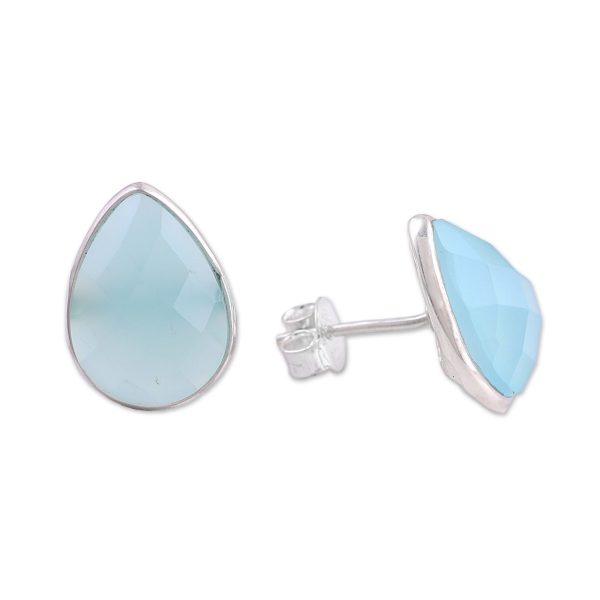 Raindrop Prisms Silver Chalcedony Earrings Online now