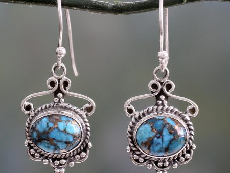 Oceans of Love Blue Composite Turquoise and Sterling Silver Dangle Earrings For Discount