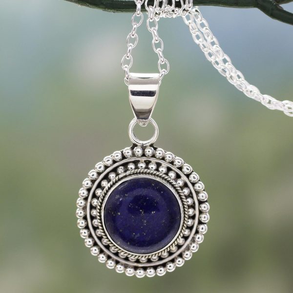 Royal Sunset Lapis Lazuli Pendant Necklace For Sale