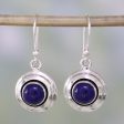 Midnight Discs Contemporary Lapis Lazuli and Sterling Silver Earrings Supply