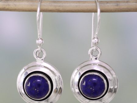 Midnight Discs Contemporary Lapis Lazuli and Sterling Silver Earrings Supply