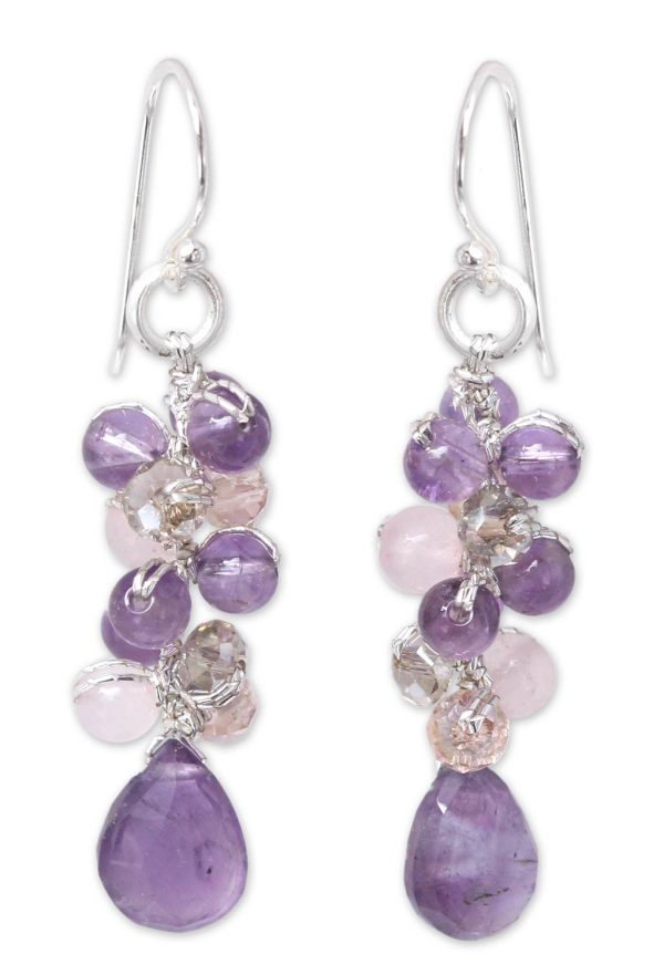 Purple Pink Glam Beaded Earrings Online