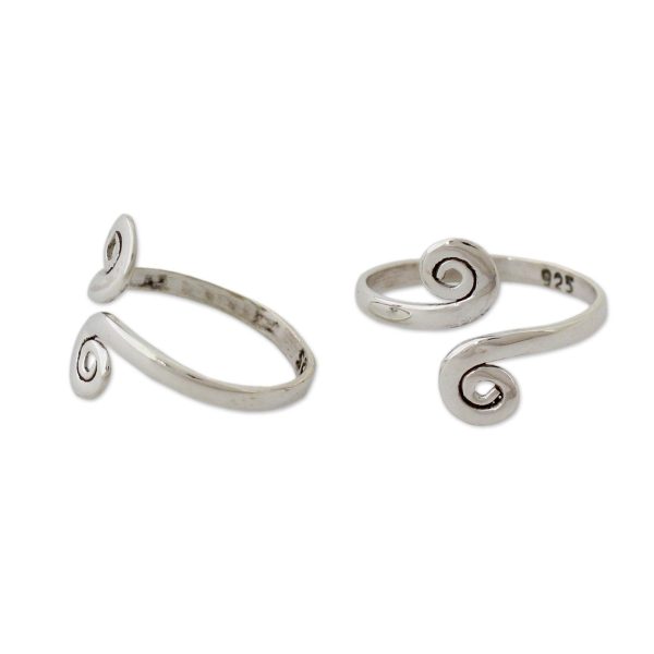 Sterling Silver Spiral Adjustable Toe Rings - Set of 2 Online now