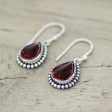 Radiant Dewdrops Sterling Silver and Garnet Drop Shape Dangle Earrings Sale