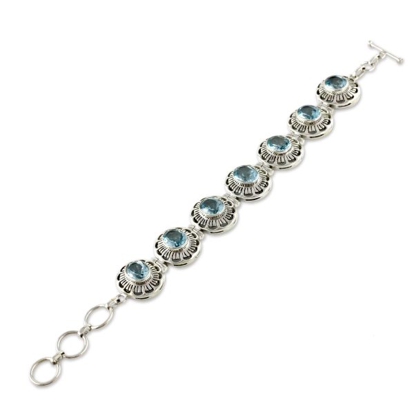 Sky Blossoms Blue Topaz Link Bracelet For Sale