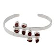 Red Forest Fern Garnet & Silver Cuff Bracelet Hot on Sale