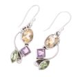 Sun with Violets Multi-Gem Citrine Earrings Cheap