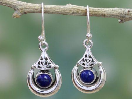 Alluring Crescent Lapis Lazuli Silver Earrings Supply