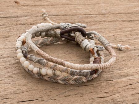 Maya Highlands Unisex Beige Macrame Bracelets (Set of 4) Sale