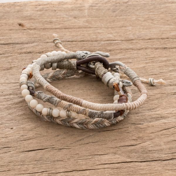 Maya Highlands Unisex Beige Macrame Bracelets (Set of 4) Sale