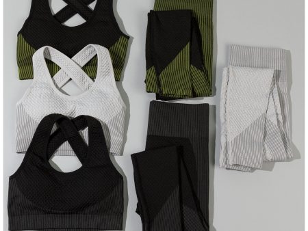 Textured Leggings & Sports Bra Activewear Set Discount