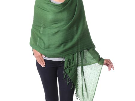 Lime Green Muse Handmade Wool Shawl on Sale