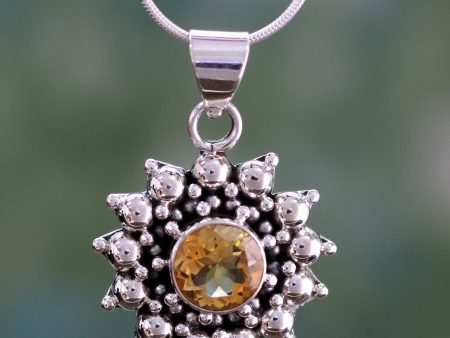 Star Citrine & Sterling Silver Pendant Necklace Fashion