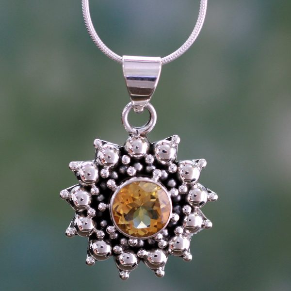 Star Citrine & Sterling Silver Pendant Necklace Fashion