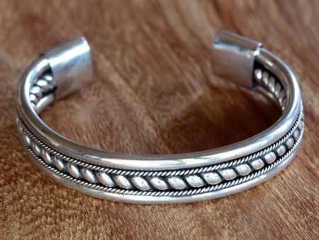 Strength of Celuk Modern Sterling Silver Cuff Bracelet Handcrafted in Bali Online Sale