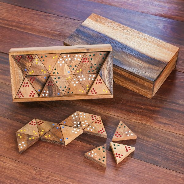 Triple Threat Wood 3-Sided Domino Set Crafted in Thailand Online Sale