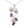 Pearl & Amethyst Floral Pendant Necklace Online Hot Sale