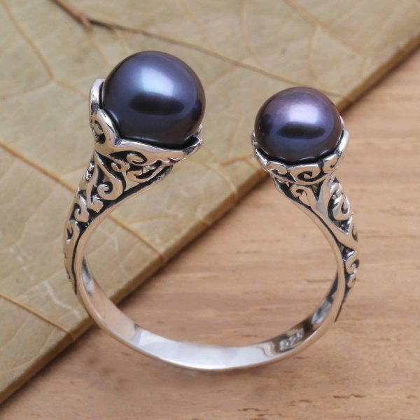 Seeking You Cultured Peacock Pearl and Sterling Silver Ring from Bali For Discount