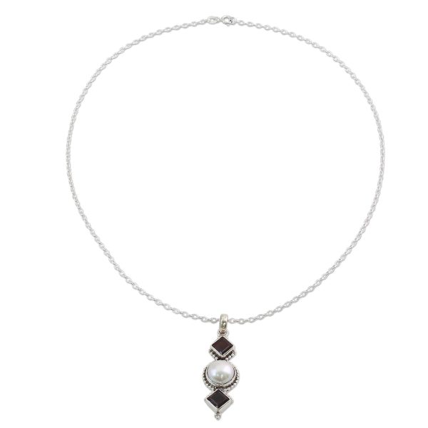 Red Guardians Garnet & Pearl Necklace Discount