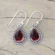 Radiant Dewdrops Sterling Silver and Garnet Drop Shape Dangle Earrings Sale