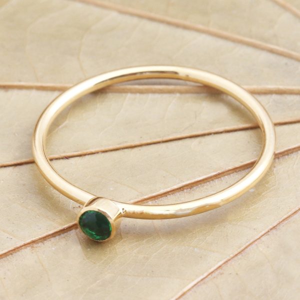 Subtly Sweet Green Quartz Gold Plated Solitaire Ring Sale