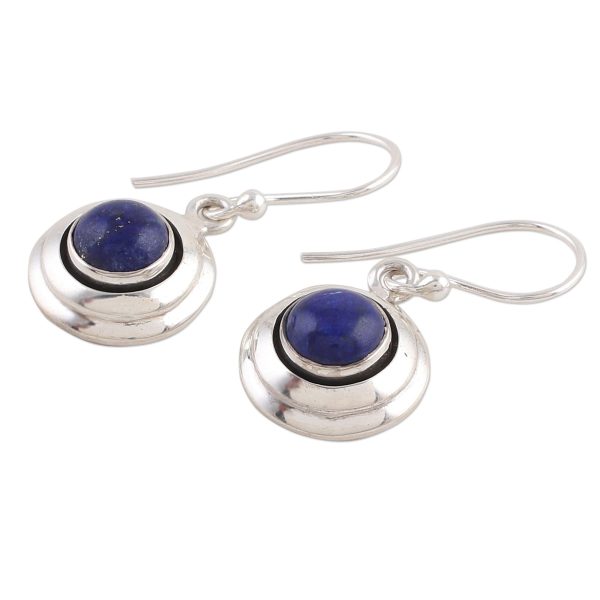 Midnight Discs Contemporary Lapis Lazuli and Sterling Silver Earrings Supply