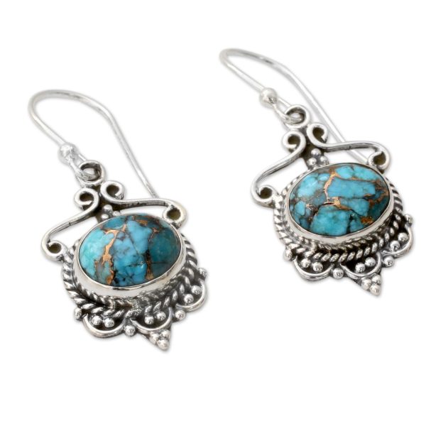 Oceans of Love Blue Composite Turquoise and Sterling Silver Dangle Earrings For Discount