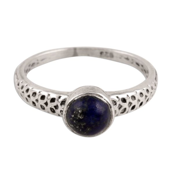 Royal Round Lapis Lazuli Solitaire Ring Crafted in India Online now