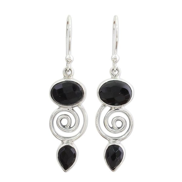 Onyx & Sterling Silver Dangle Earrings Online Hot Sale