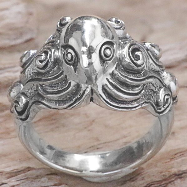 Octopus of the Deep Sterling Silver Ring Discount