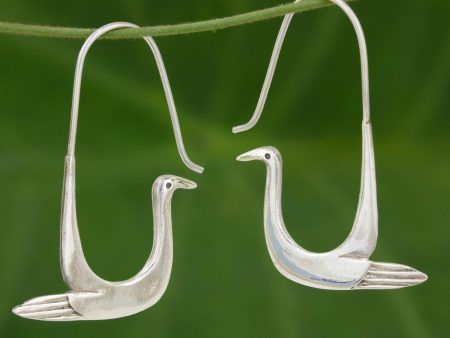 Sterling Silver Dove Hoop Earrings For Sale