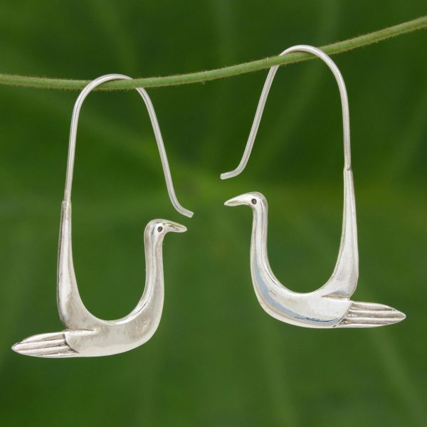 Sterling Silver Dove Hoop Earrings For Sale