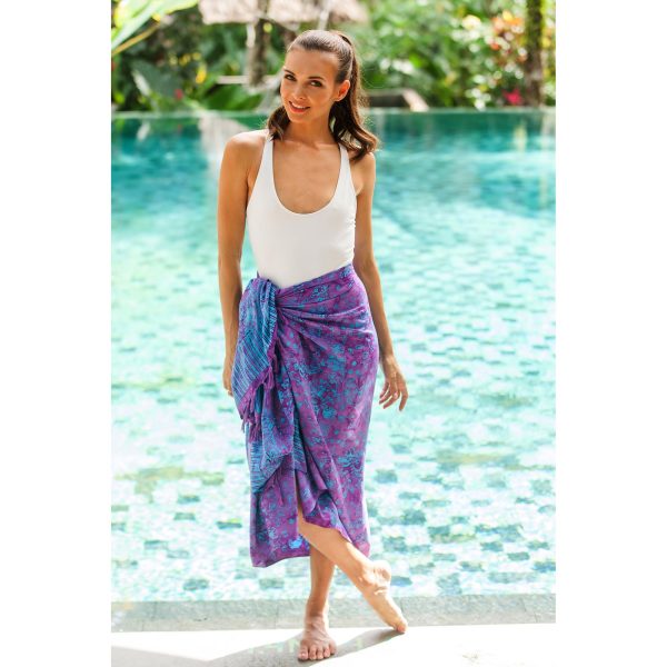 Mystifying Forest Blue & Purple Batik Sarong Online Sale