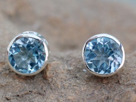 Spark of Life Blue Topaz Silver Wave Earrings Online