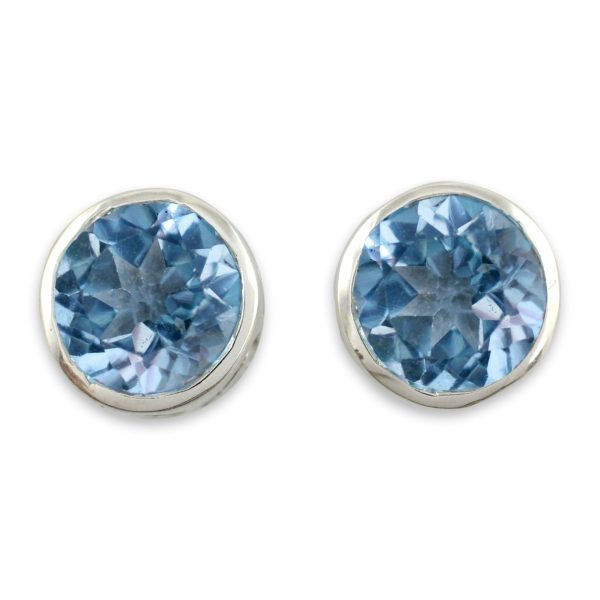 Spark of Life Blue Topaz Silver Wave Earrings Online