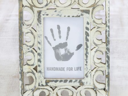 Royal Archway 4x6 Distressed Ornate Mango Wood Cream Photo Frame Fashion