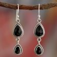 Midnight Teardrops Sterling Silver Earrings Cheap