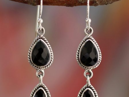 Midnight Teardrops Sterling Silver Earrings Cheap