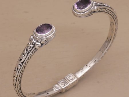 Magical Attraction Amethyst Hinged Cuff Bracelet For Sale