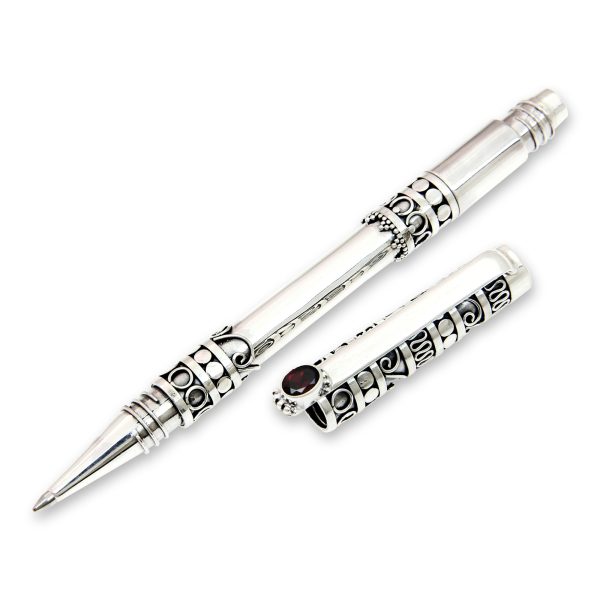 Pillar of Tradition Silver & Garnet Ballpoint Pen Sale