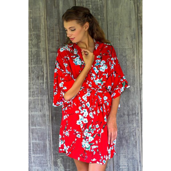 Holy Jasmine Red and White Floral Robe on Sale