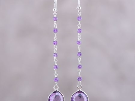 Morning Drops 8-Carat Amethyst Dangle Earrings from India Fashion