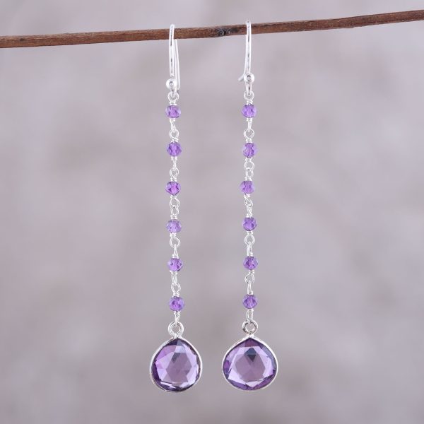 Morning Drops 8-Carat Amethyst Dangle Earrings from India Fashion